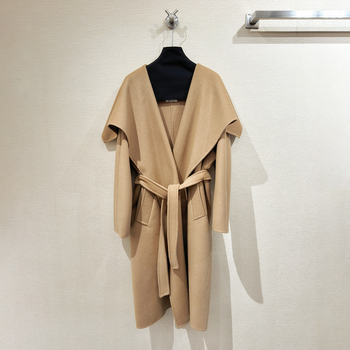 Rienza大也池双面山羊绒水波纹max大衣女冬大海军翻领绵羊毛外套