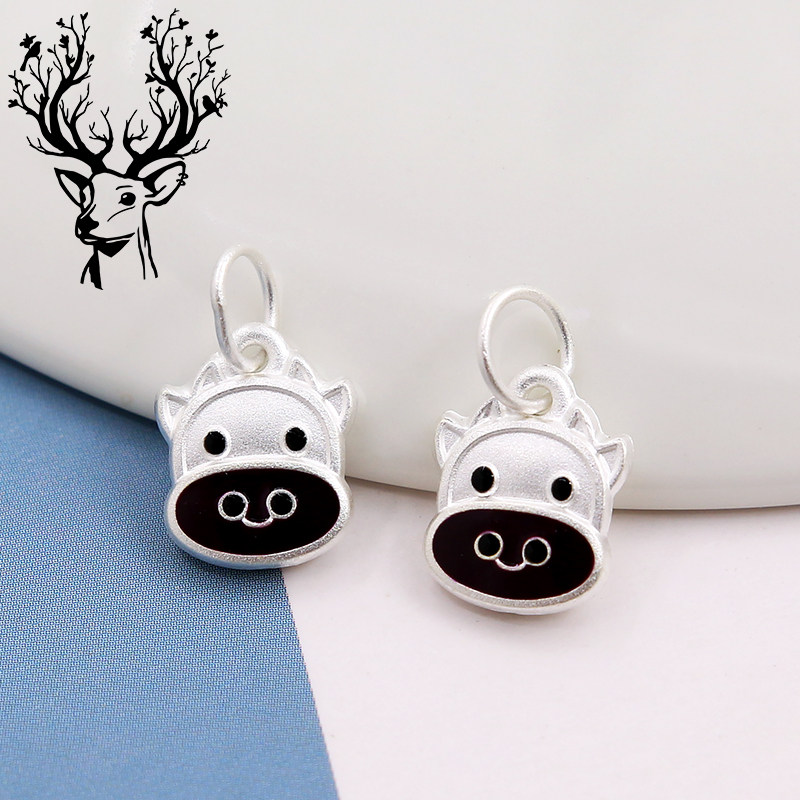 diy足银滴胶配饰小挂件生肖牛