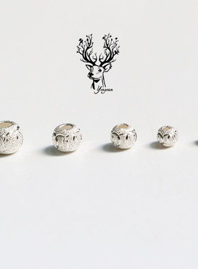 滚钱转运珠隔珠S925银镀白金散珠手工窜珠串珠DIY配件红绳手脚链