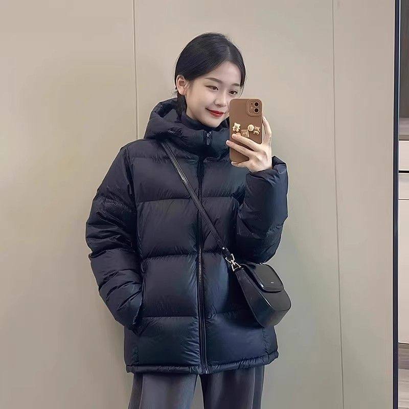 黑色羽绒棉服女冬季2025年新款韩系高级感加厚小个子连帽棉袄外套