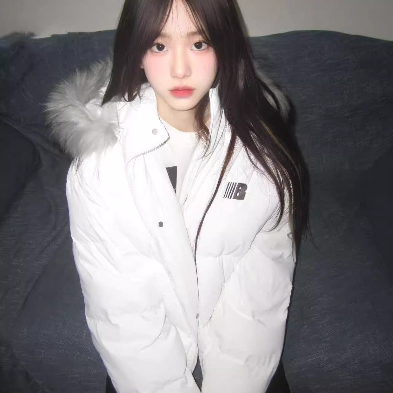 2026冬季新款美式毛领连帽棉服