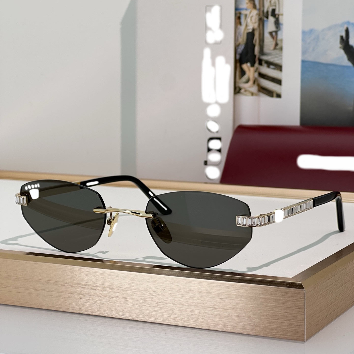 2026无框时尚个性欧美女潮防紫外线舒适带鼻托猫眼酷墨镜太阳眼镜,ZIPPO/瑞士军刀/眼镜,太阳眼镜,淘宝优惠券,粉丝福利购,淘宝优惠卷