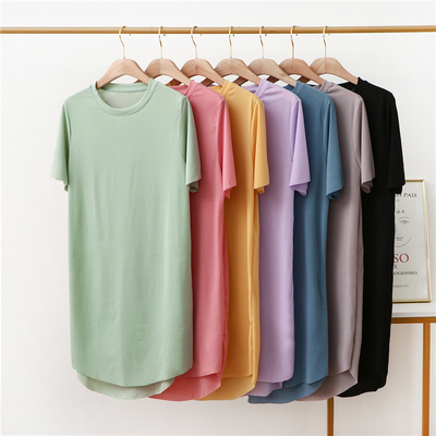 冰丝圆领短袖连衣裙夏季薄款