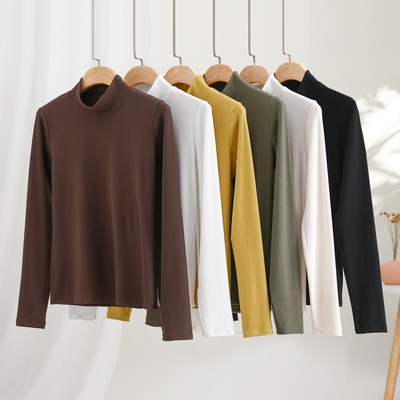 长袖通勤薄款半高领莫代尔女