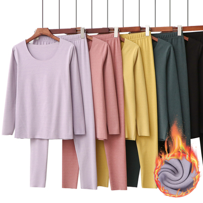 德绒贴身保暖内衣女秋冬季无痕两件套内搭打底套装修身上衣打底裤