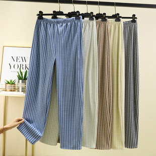 德绒男士格子裤冬季新款加绒加厚休闲长裤大码直筒睡裤保暖家居裤