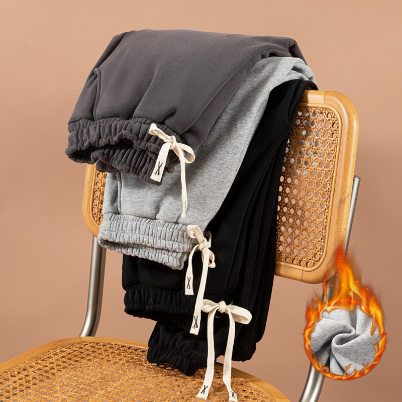 束脚卫裤女秋冬季加绒加厚宽松黑色运动裤休闲大码显瘦百搭哈伦裤