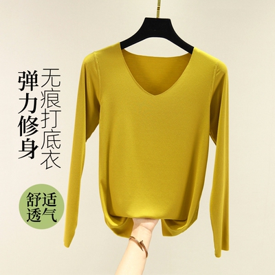 无痕薄款莫代尔女无痕打底长袖