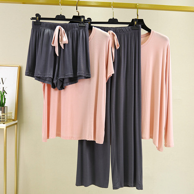 莫代尔家居服薄款大码T恤休闲裤