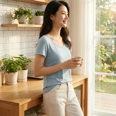 莫代尔短袖女夏季大码U领T恤内搭打底衫圆领薄款半袖纯色显瘦上衣