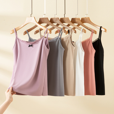 2024新款秋冬德绒保暖吊带背心女花边贴身内搭纯色打底衫无袖上衣