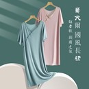 新中式 睡裙宽松短袖 薄款 外穿国风莫代尔长裙女夏季 a字裙遮肉胖mm