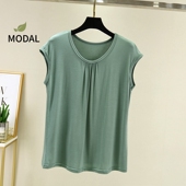 家居圆领上衣显瘦妈妈装 大码 T恤外穿夏薄款 莫代尔宽松背心女无袖