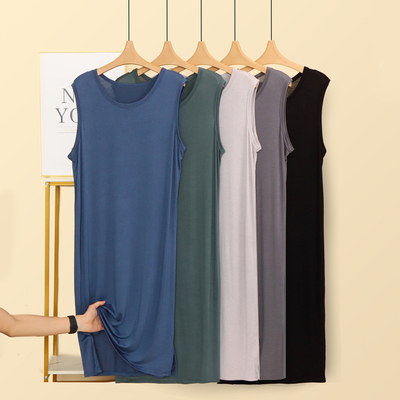 男士家居服中长款睡裙宽松背心裙浴袍大码清凉透气薄款莫代尔夏季