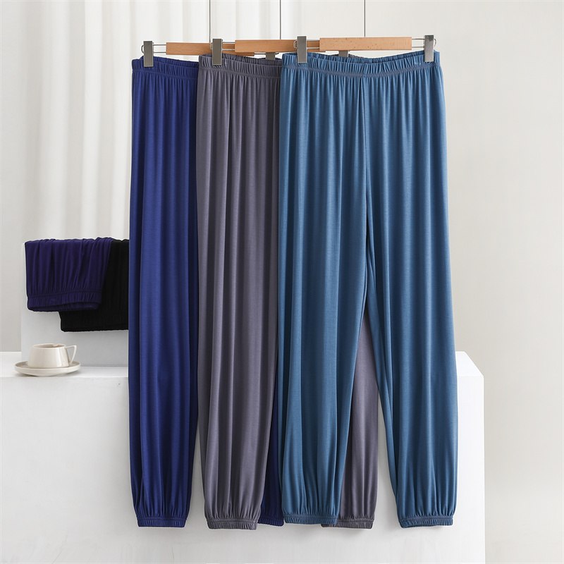 男士宽松莫代尔休闲裤夏季薄款收口小脚裤休闲运动裤松紧腰睡裤