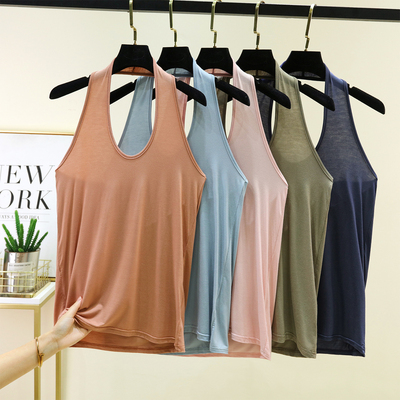 莫代尔挂脖吊带背心女夏季新款美背内搭打底露背洋气设计感薄上衣