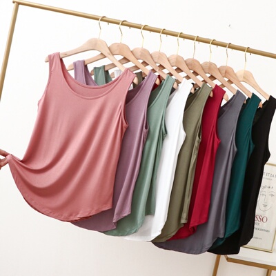 莫代尔大码吊带背心女夏季新款圆弧下摆内搭打底衫大码外穿上衣薄
