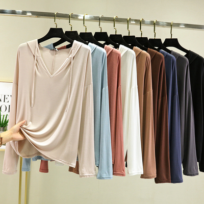 长袖韩版薄款连帽莫代尔女舒适