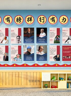 红色时代先锋人物爱国主题文化墙贴心有榜样行有力量墙贴班级环创