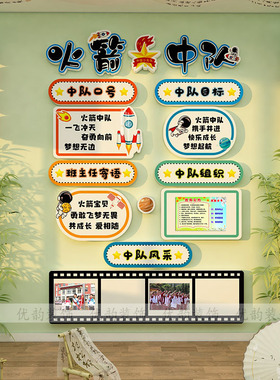 火箭中队角风采展示布置墙贴扬帆星辰少先队员班级文化墙教室装饰
