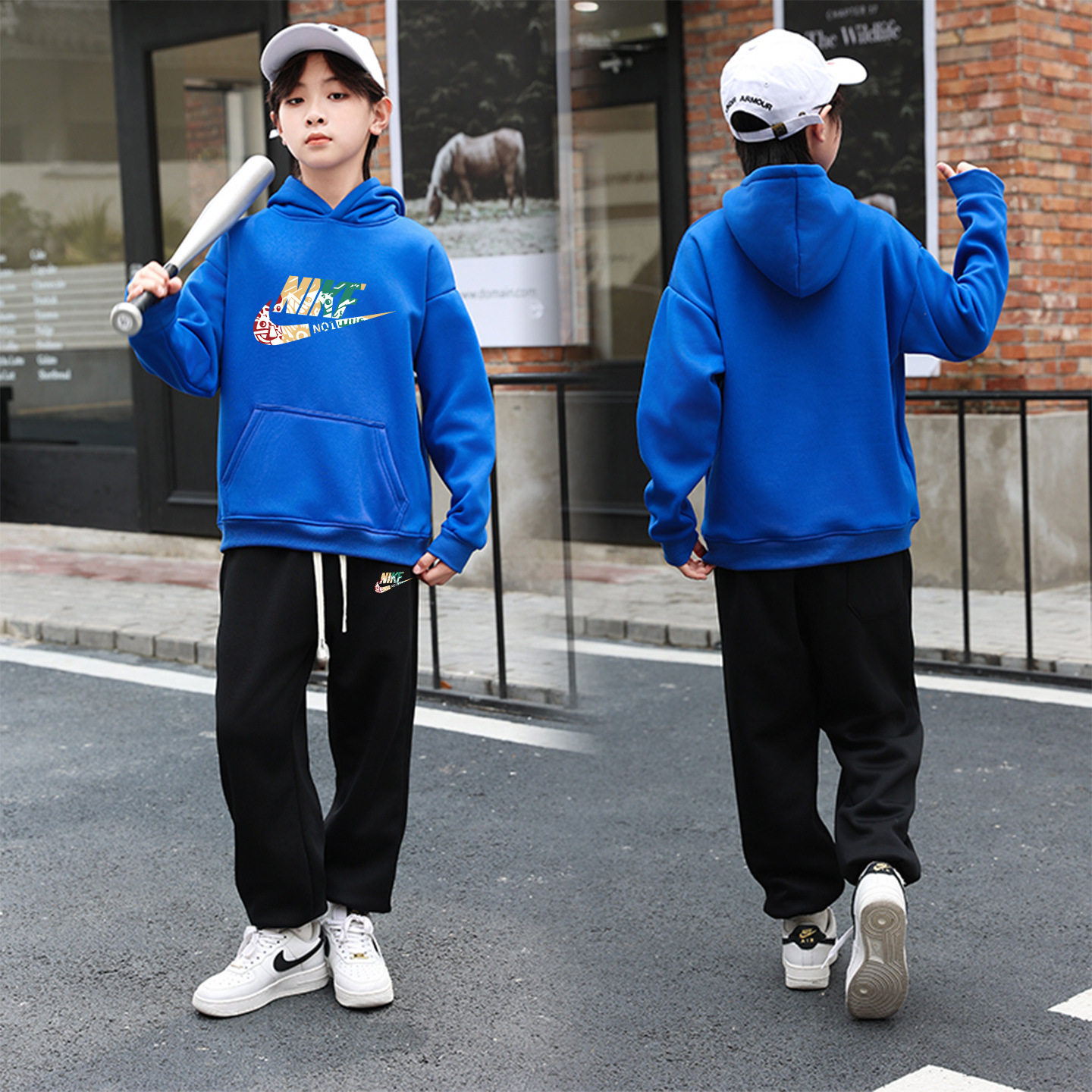 品牌清仓男童秋冬套装中大童华棉卫衣长裤运动服一体绒儿童两件套