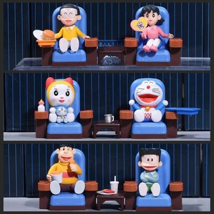 Q版6款叮当 电影院系列 大雄 静香 小夫 胖虎 公仔摆件 盒装手办