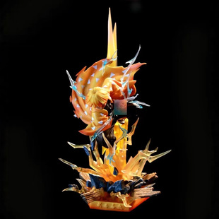 鬼灭之刃 简刻 霹雳一闪 我妻善逸 双头雕 场景 可发光 盒装手办