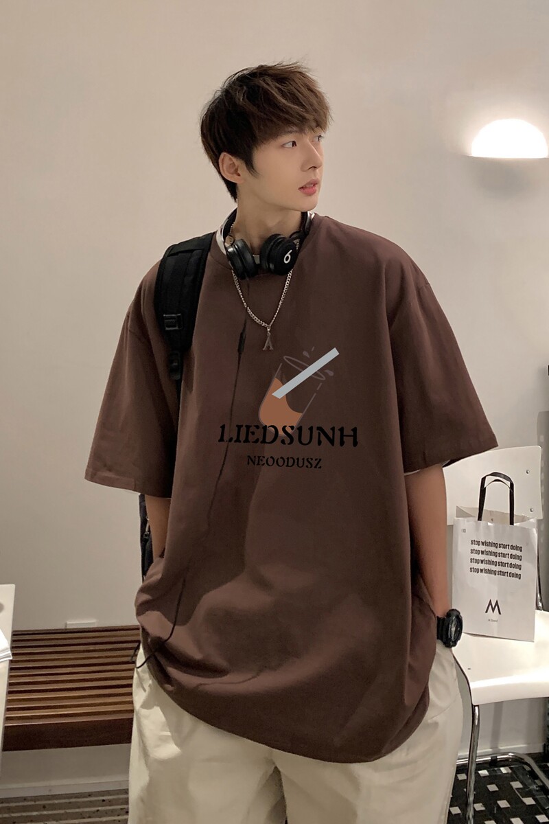 @港风图2023夏装咖啡休闲百搭图案印花短袖T恤1713-D103-P28控39,男装T恤,星座514A（原614）