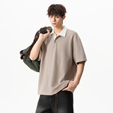 8无影墙280克米纱毛巾料拼色领短宽polo衫短袖T恤HWH41-P50-控88，男装T恤，星座514A（原614）