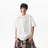 无影墙260克双纱花卉项链印花短袖T恤HWHW32-特P28控58，男装T恤，星座514A（原614）