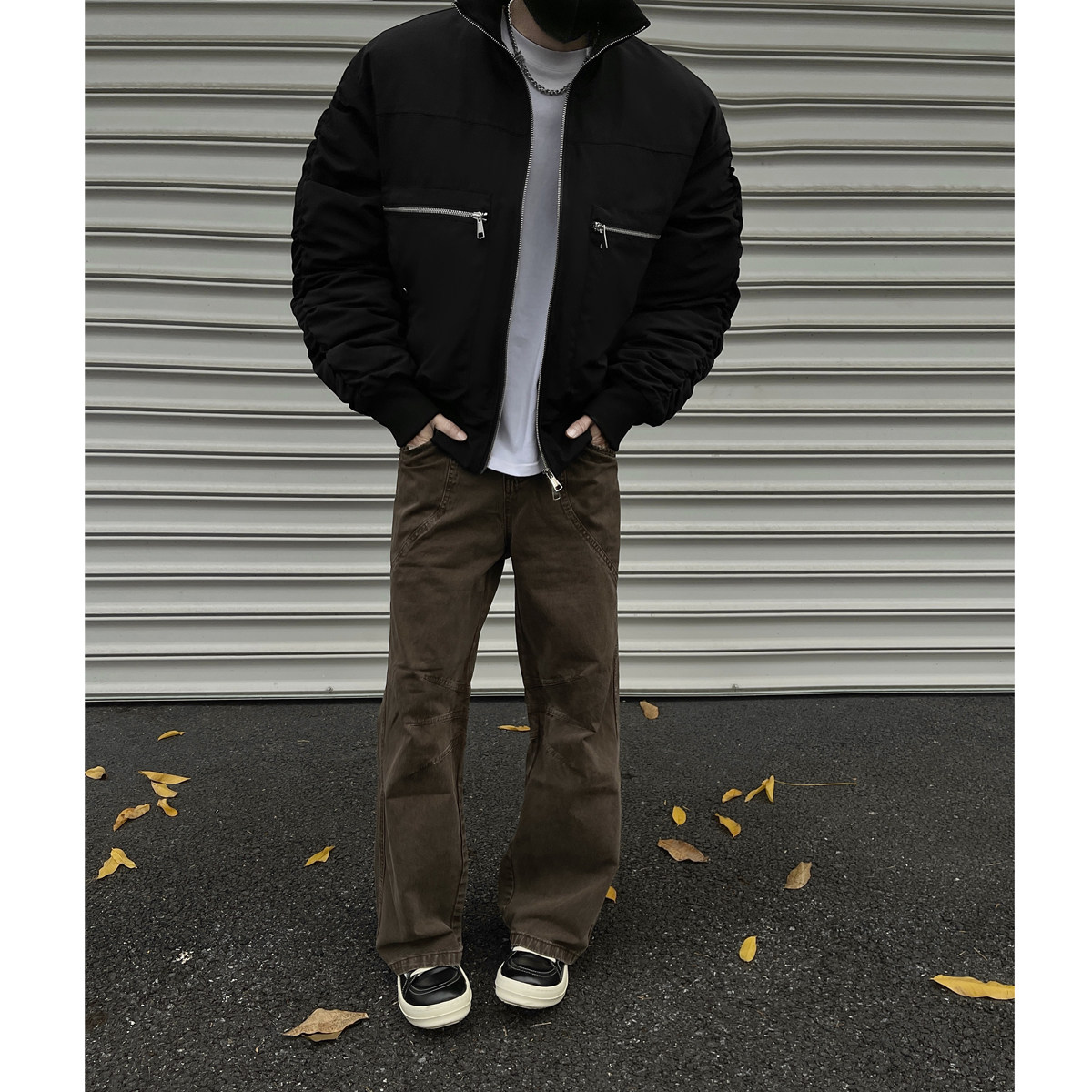 抖音弯刀廓形短宽立领飞行美式拉链棉衣外套1713-MF66-P138,男装棉衣,星座514A（原614）