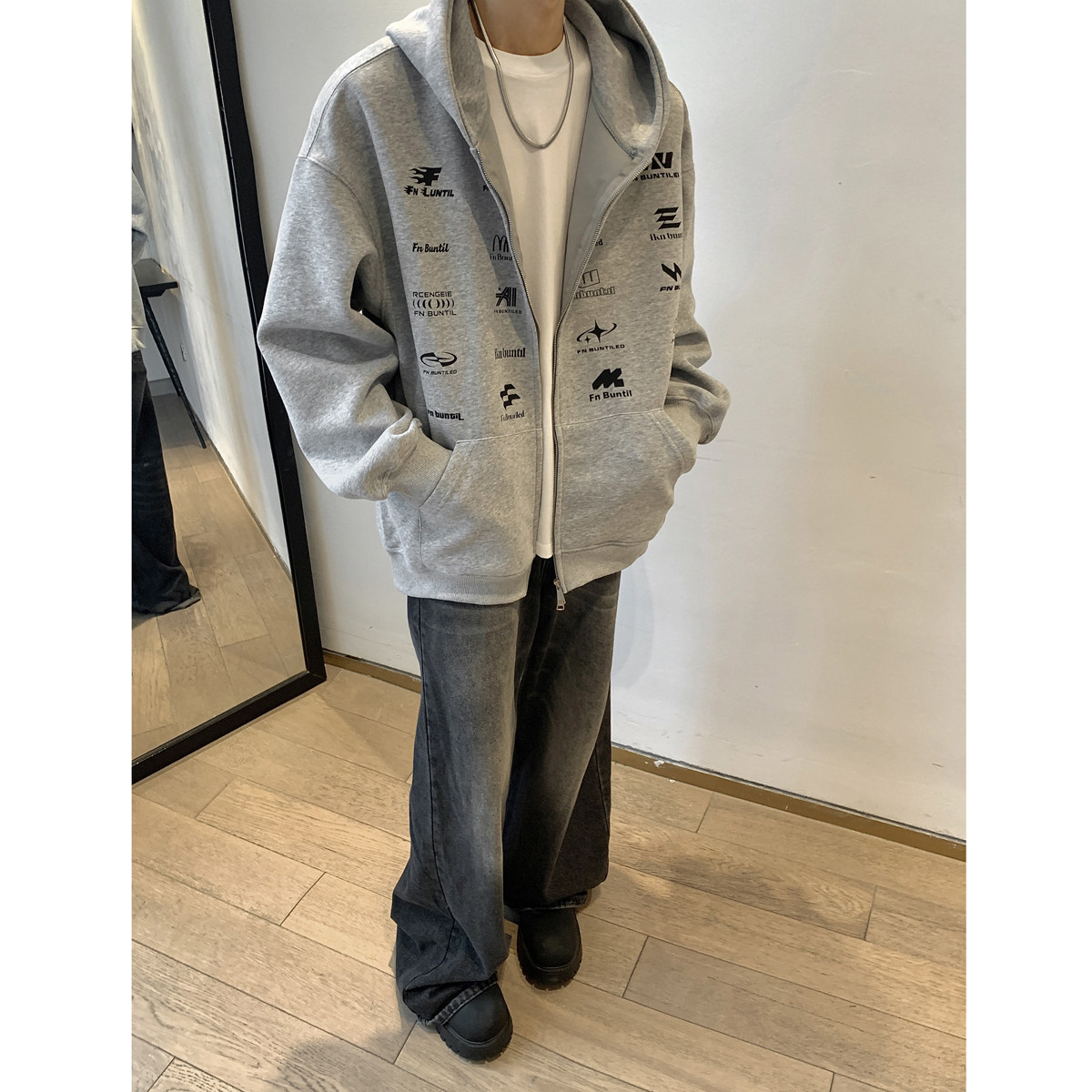 现货3秋冬新款美式430克重磅休闲潮牌印花开衫卫衣1713-WY12-P75,男装卫衣,星座514A（原614）