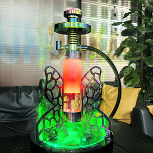 阿拉伯水烟蝴蝶造型水烟壶嗨特水烟壶单管大烟雾酒吧KTV适用
