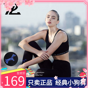 正品团购！YPL经典蓝色小狗裤瑜伽女蜜桃臀高腰提臀健身鲨鱼打底
