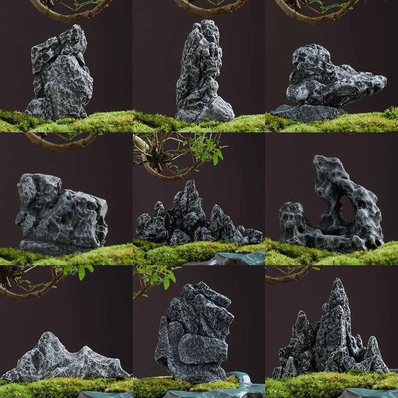 园艺摆件仿石头造景假山花盆装饰