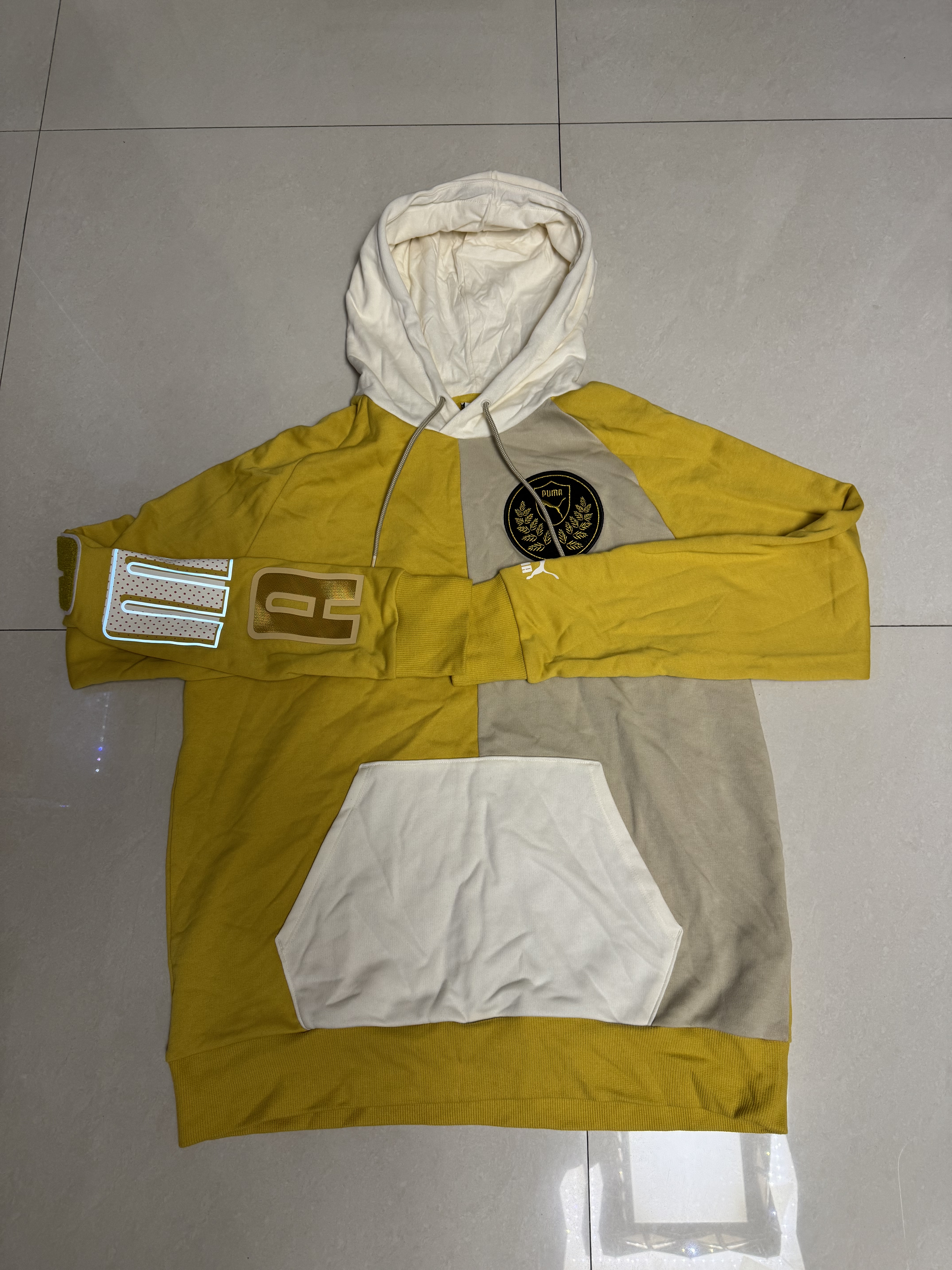 PUMA彪马 男女情侣同款针织刺绣徽标撞色宽松连帽卫衣 537005