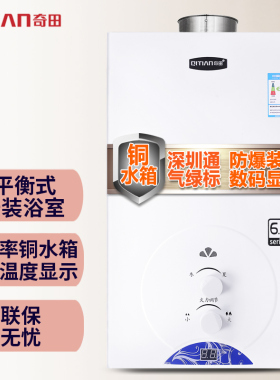 奇田JSG12-T6-01H 平衡式燃气热水器 天然气热水器燃气 铜水箱