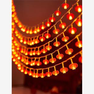 2025年蛇年新年春节大红灯笼中国结小彩灯闪烁串灯家庭阳台装饰灯