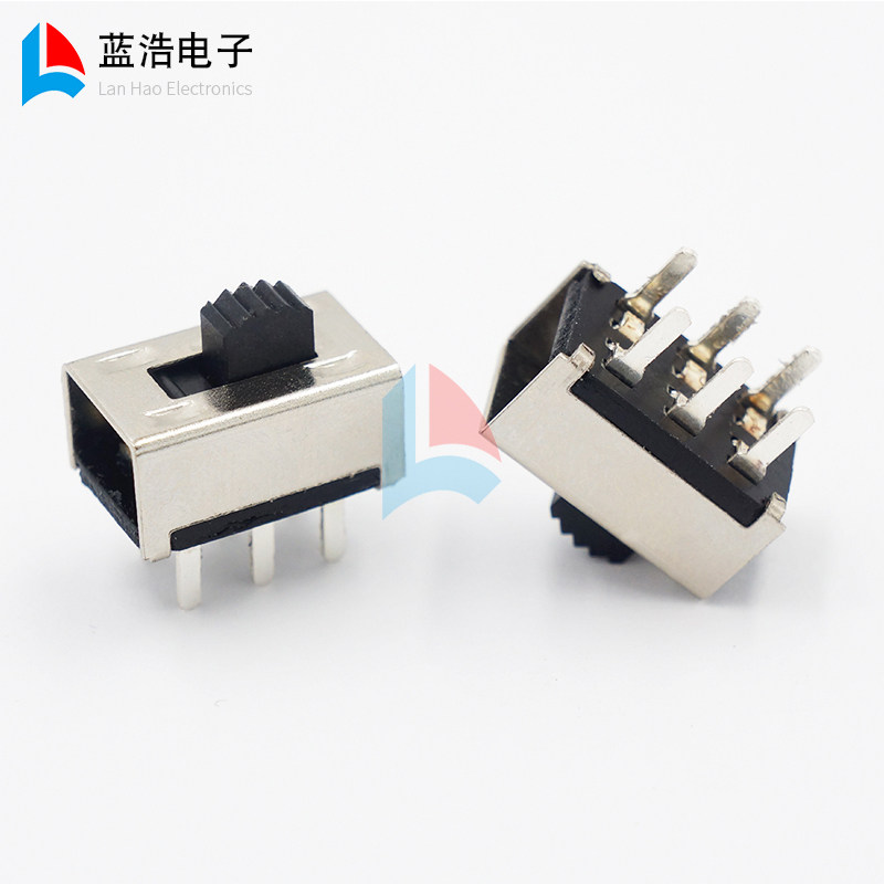 SS-22G08 2档大电流拨动开关6脚直柄立式无耳朵 2档电源推动开关