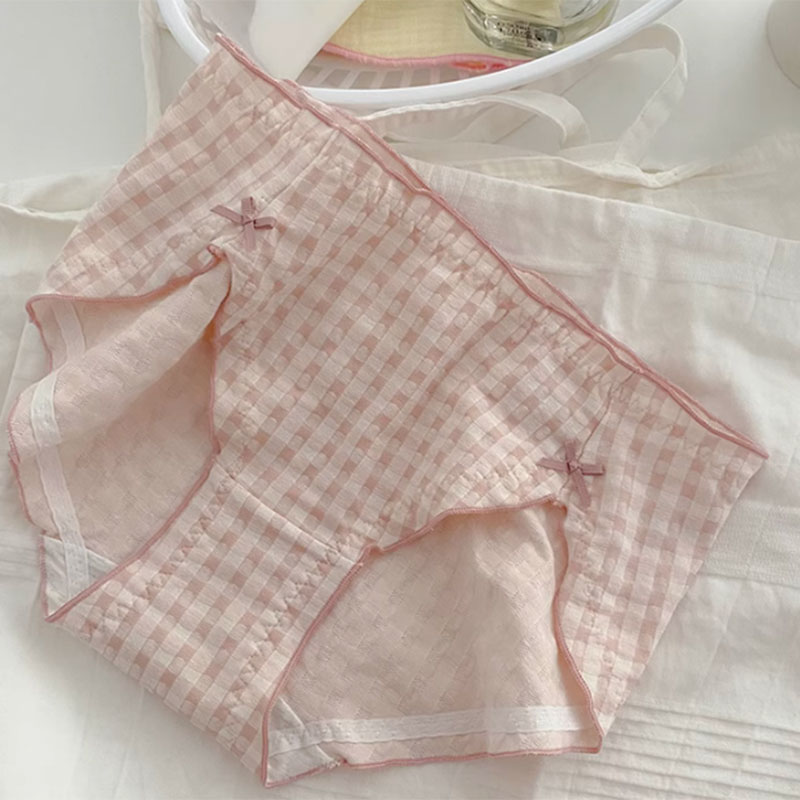 中腰甜美格子内裤女舒适透气