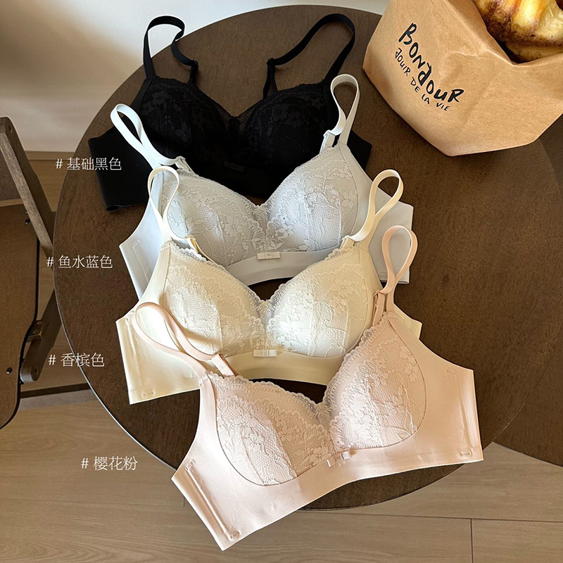 内衣女士无钢圈柔软小胸文胸内裤套装性感蕾丝聚拢简约不空杯胸衣