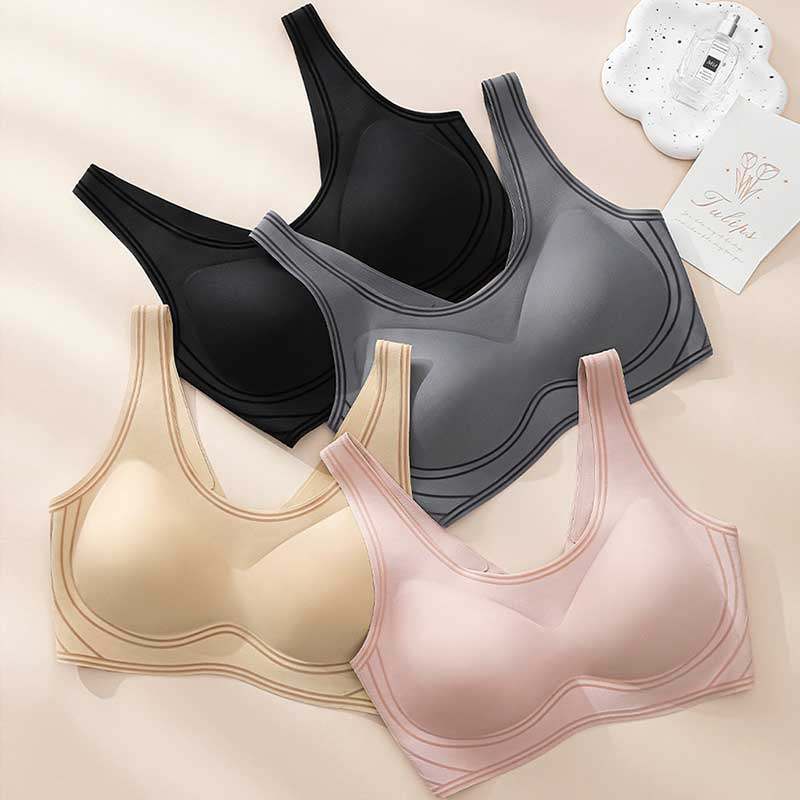 新款女士内衣3D植绒提拉裸感无痕亲肤舒适乳胶杯无钢圈文胸胸衣女