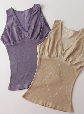 2025新款保暖内衣女背心V领保暖修身显瘦无痕吊带打底衫内穿无袖