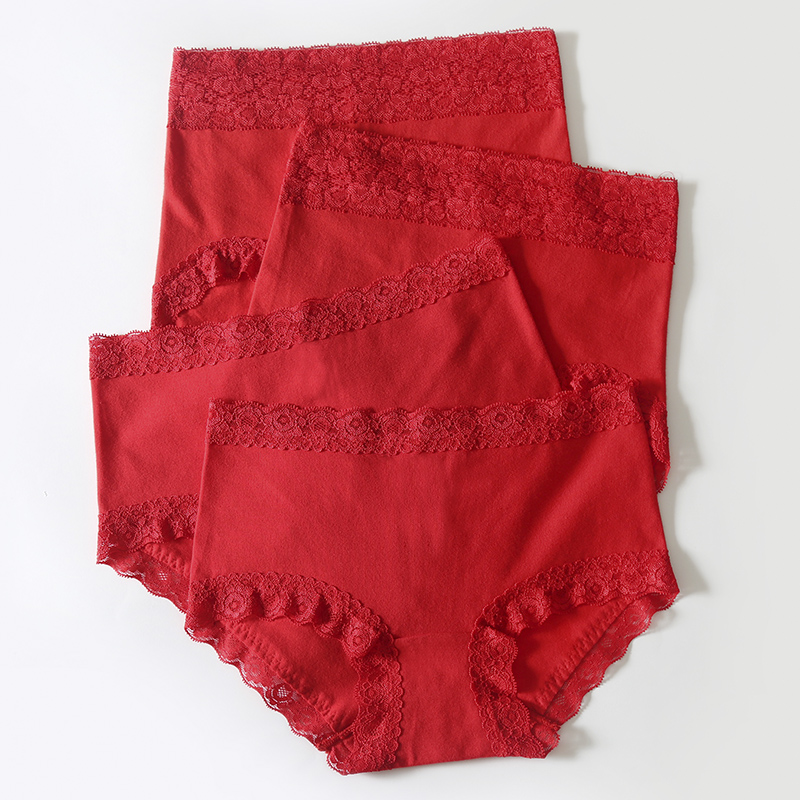 内裤女纯棉中腰本命年大红色三角