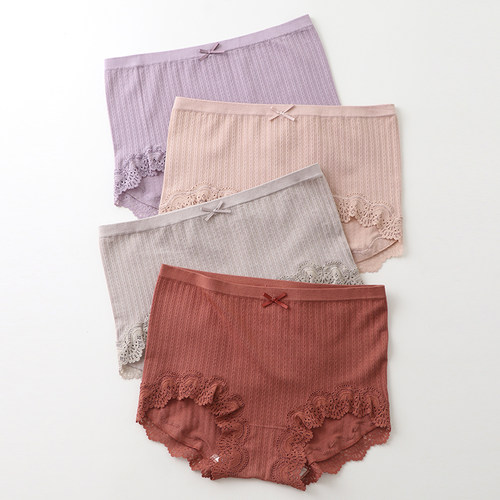 莫代尔内裤女高腰蕾丝少舒适包臀