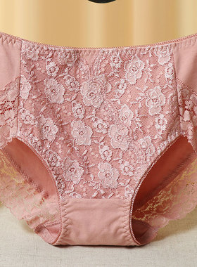 高腰收腹内裤女唯美蕾丝包臀舒适弹力日系女士大码无痕胖MM三角裤