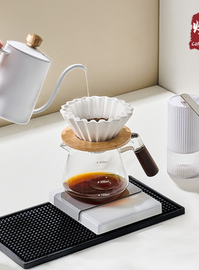 烨咖啡 白色陶瓷V60折纸滤杯木柄分享壶研磨机家用手冲咖啡壶套装