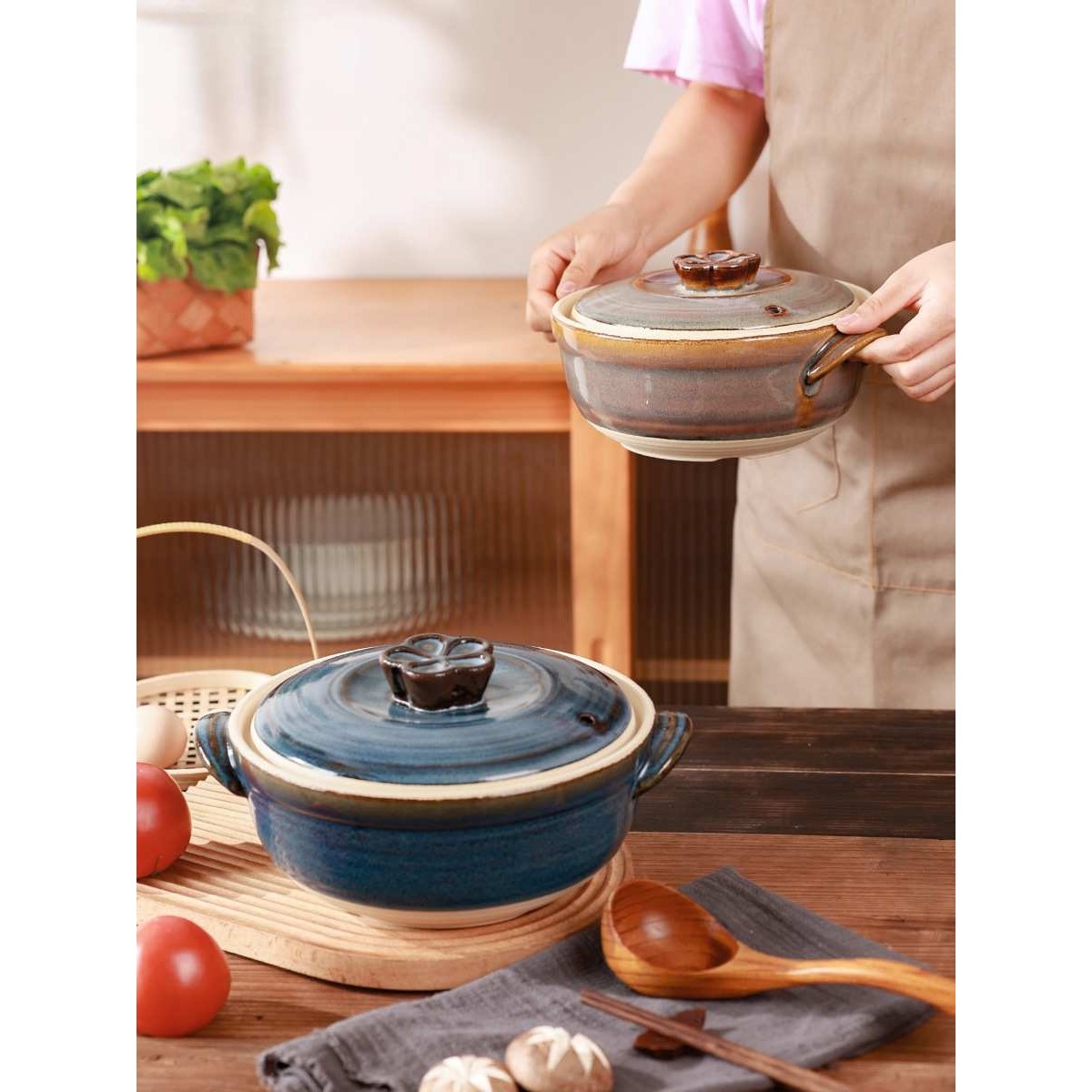 陶煲王复古窑变釉砂锅煲家用陶瓷煲汤炖汤锅耐高温干烧沙锅煲仔饭