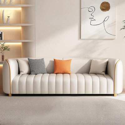 北欧轻奢皮艺沙发小户型客厅现代简约网红款双三人休息区直排沙发