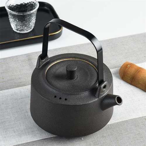新品日式耐热煮茶壶黑陶养生壶电陶炉专用烧水壶竹提梁茶器